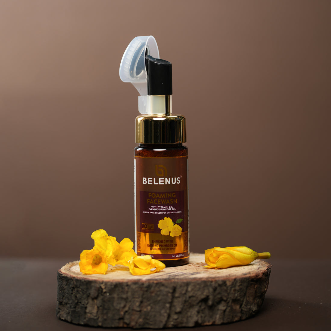 Foaming Facewash with Vitamin C & Evening Primrose Oil | Deep Cleanse + Brightening | Brush-Applicator