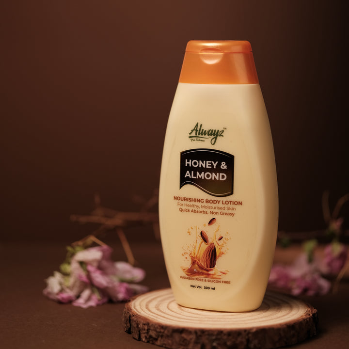 Honey & Almond Nourishing Body Lotion | Quick Absorbing, Non-Greasy | Paraben & Silicon Free | 300 ml